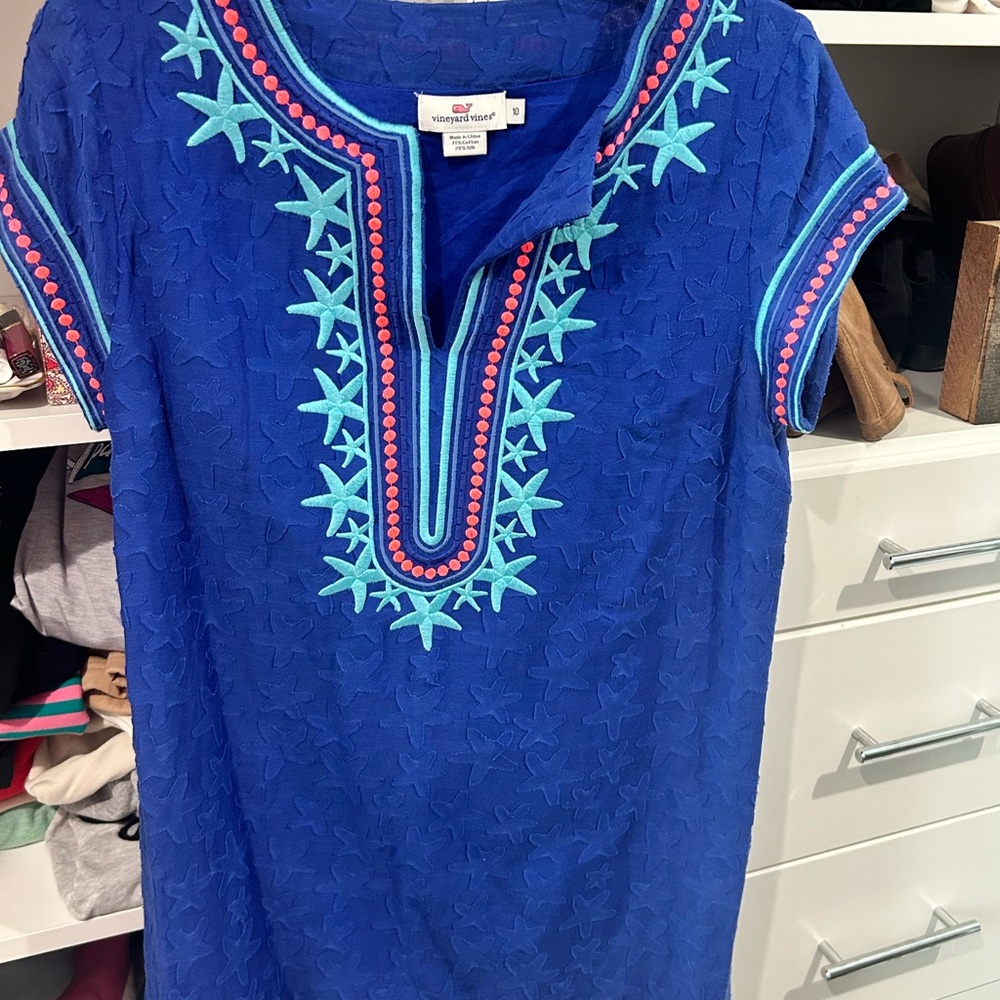 Vineyard Vines Women's Blue Embroidered Dress
